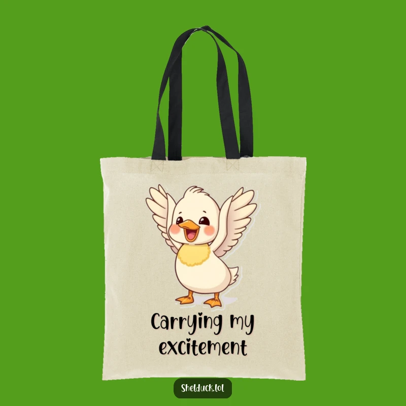 Funny Delighted Shelduck Tote Bag: Flapping Wings Bird Carry-all, Eco Gift