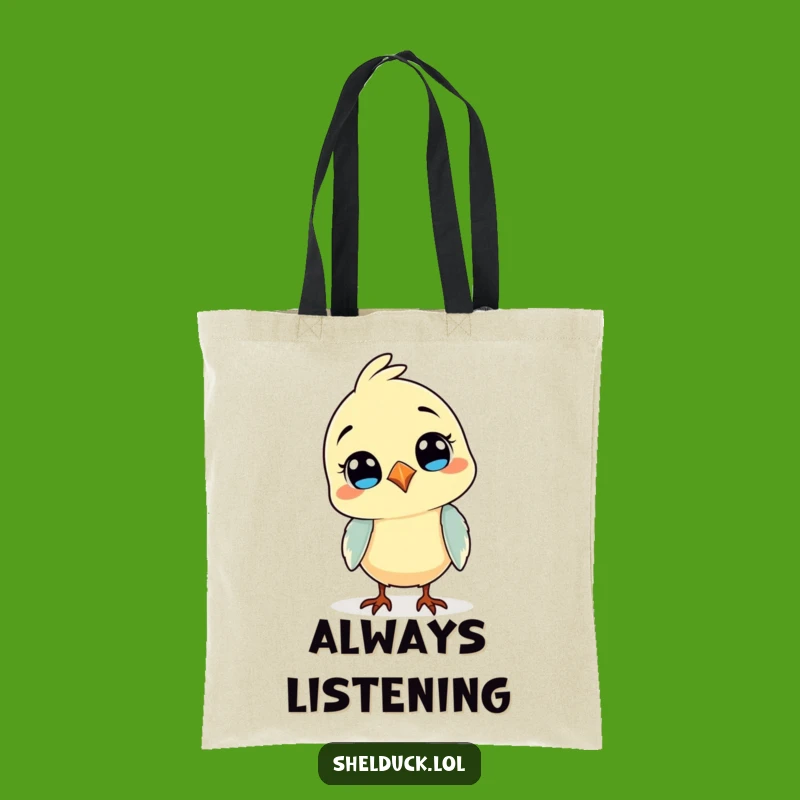 Funny Curious Bird Tote Bag - Comical Head Tilt Eco-Friendly & Hilarious Gift
