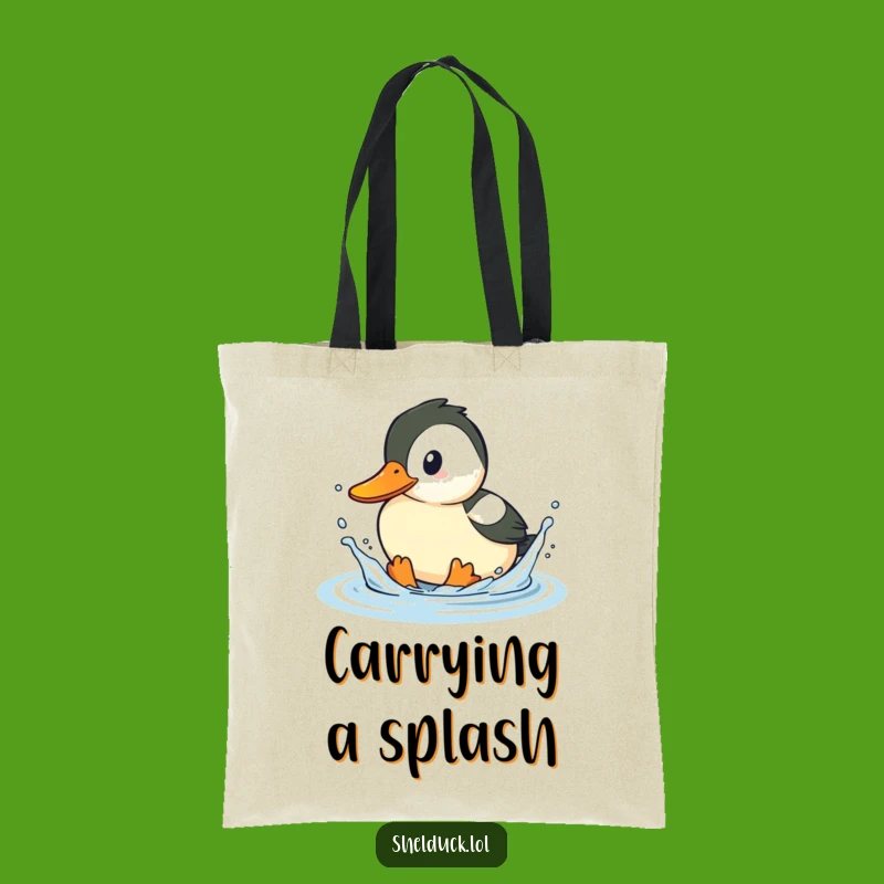 Funny Shelduck Splashing Tote Bag - Playful Bird Carry-All, Gift