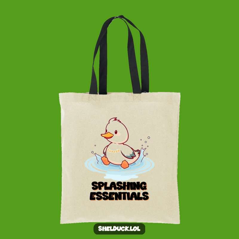 Funny Shelduck Splashing Tote Bag - Playful Bird Water Carryall Gift