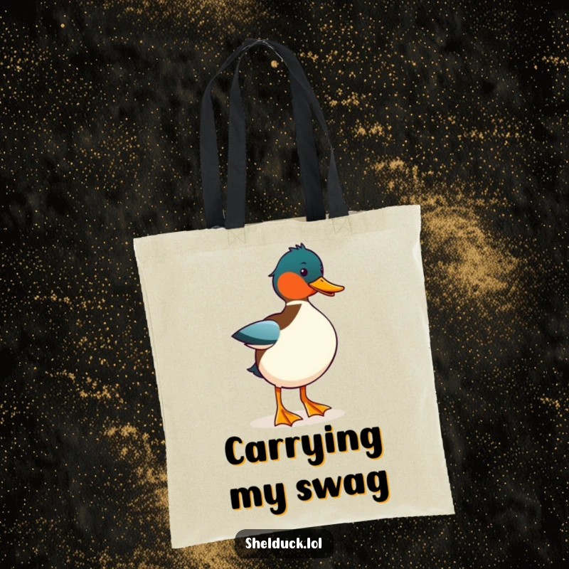 Funny Shelduck Strut Tote Bag: A durable tote featuring a shelduck bird in a funny, proud strut, ideal for daily use.