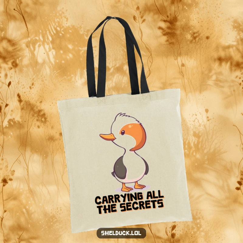 Funny Shelduck Tote Bag: A shelduck stretching its neck to observe, designed for carrying essentials with a humorous, curious vibe.