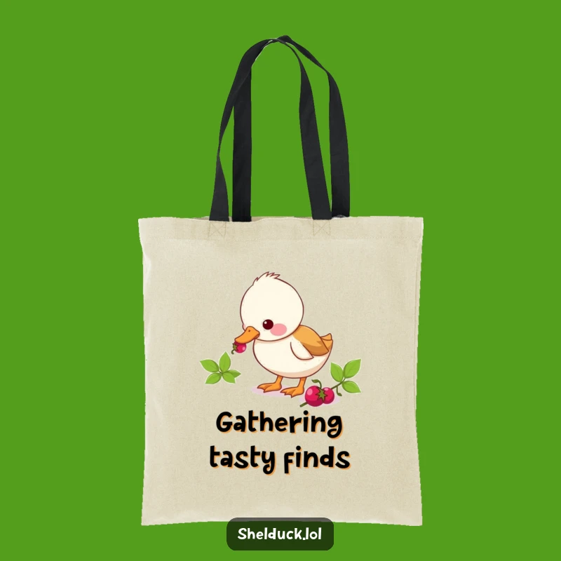 Funny Shelduck Berry Pecking Tote Bag: Cute Duck Snack Accessory Gift